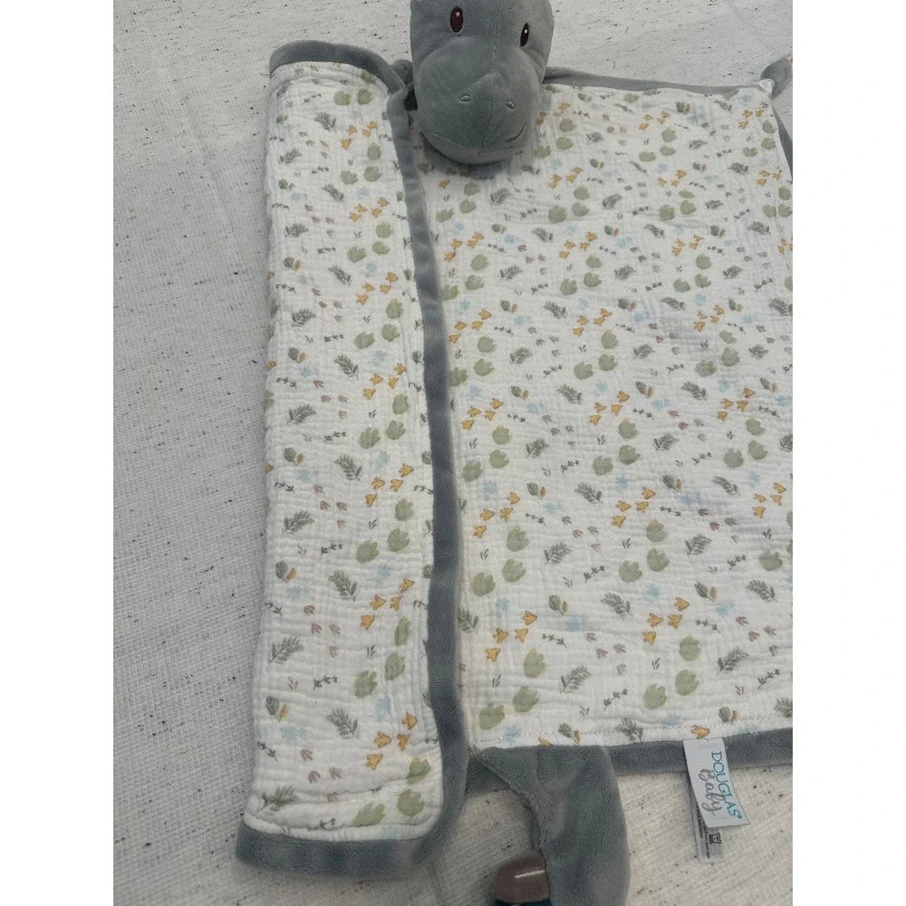 Douglas Baby Gray Dinosaur Lovey Security Blanket Muslin large Botanical Print - Picture 5 of 7